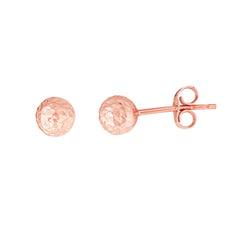 14K Rose Gold 5mm Crystal Cut Post Earring