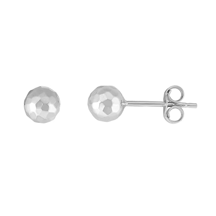 14K White Gold 5mm Faceted Post Earring