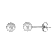 14K White Gold 5mm Faceted Post Earring