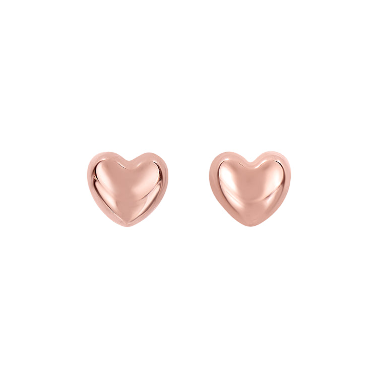 14K Rose Gold Small Polished Heart Post Earring