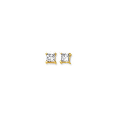 14K Yellow Gold 5mm Princess Cut CZ Stud Earring
