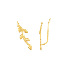 14K Yellow Gold Leaf Ear Climber