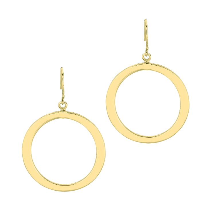 14K Yellow Gold Polished Open Circle Dangle Earring