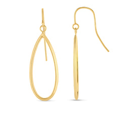 14K Yellow Gold Graduated Open Oval Dangle Earring