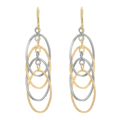 14K Yellow & White Gold Polished Interlocking Oval Dangle Earring
