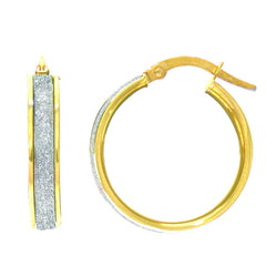 14K Yellow Gold 15MM Glitter Hoop Earring