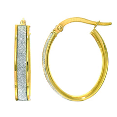 14K Yellow Gold 15MM Glitter Hoop Earring