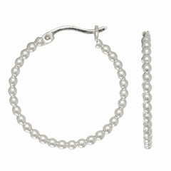 Sterling Silver Small Bead Hoop Earring