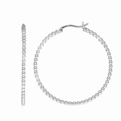 Sterling Silver Large Bead Hoop Earring