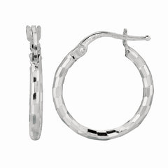 Sterling Silver Diamond Cut Squares Small Hoop Earring