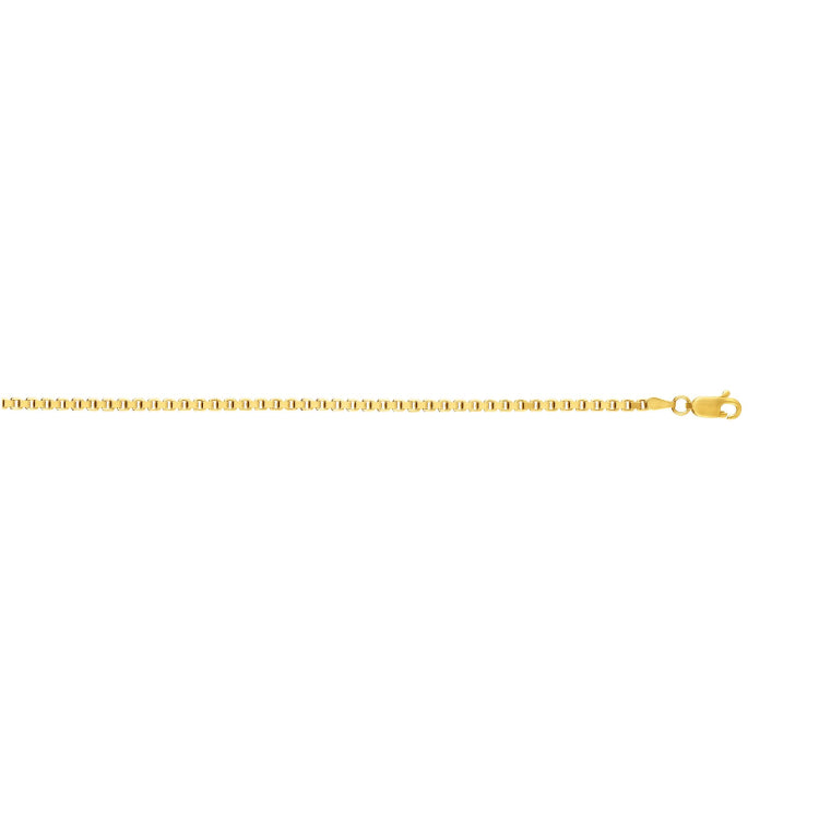 14K Yellow Gold 2.5mm Semi-Solid Box 20 Chain with Lobster Lock