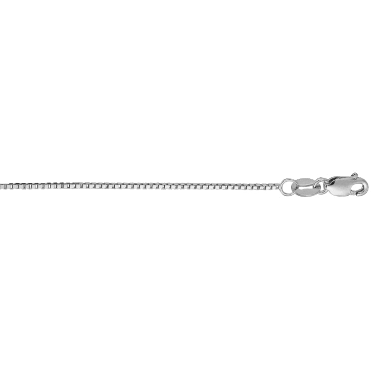14K White Gold 0.75mm Classic Box 16 Chain with Lobster Lock