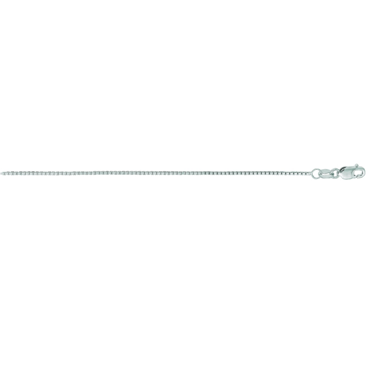 14K White Gold 0.85mm Classic Box 22 Chain with Lobster Lock
