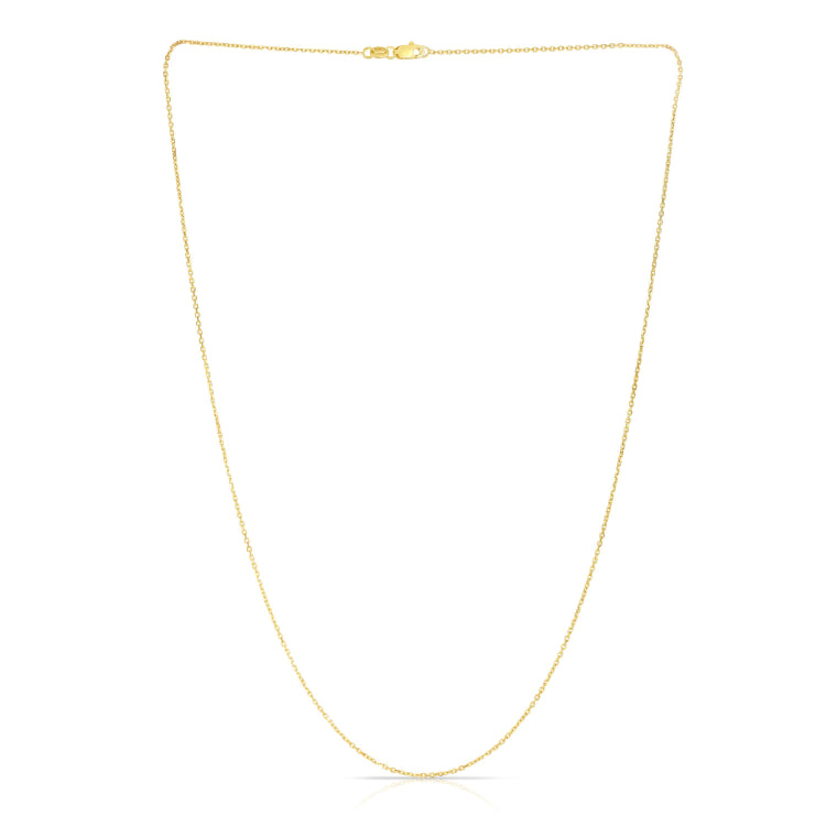 14K Yellow Gold 0.87mm Diamond Cut Cable 18 Chain with Lobster Lock