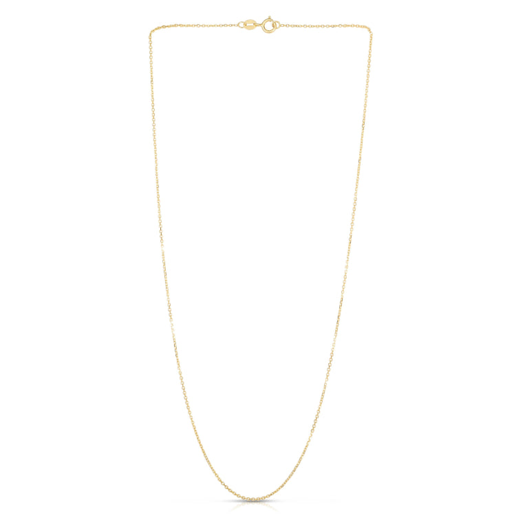 14K Yellow Gold 1.1mm Diamond Cut Cable 16 Chain with Spring Ring