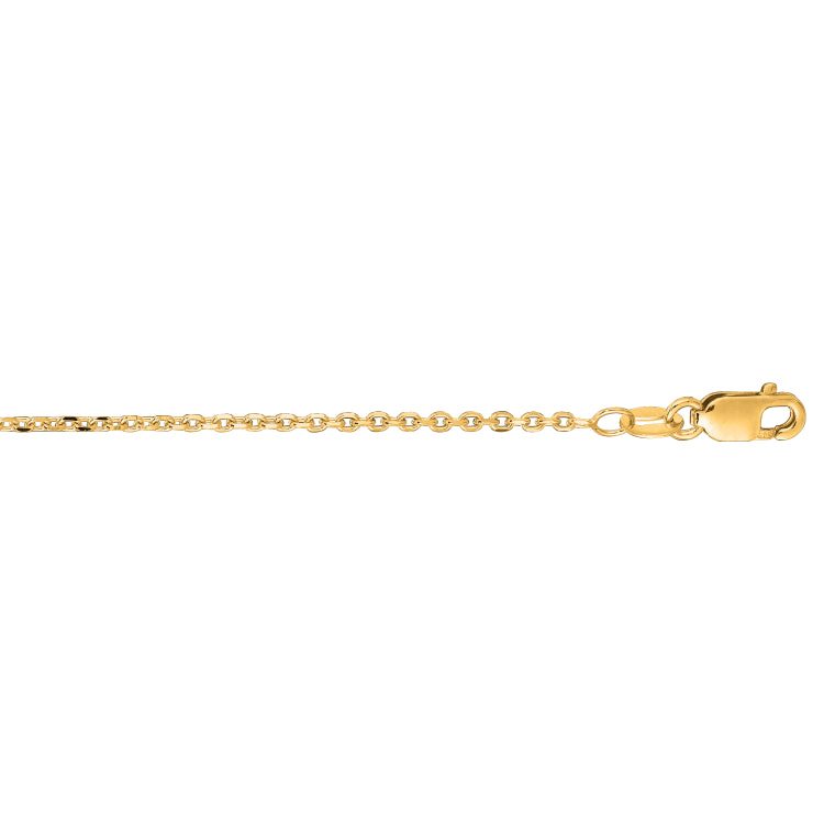 14K Yellow Gold 1.3mm Diamond Cut Cable 18 Chain with Lobster Lock