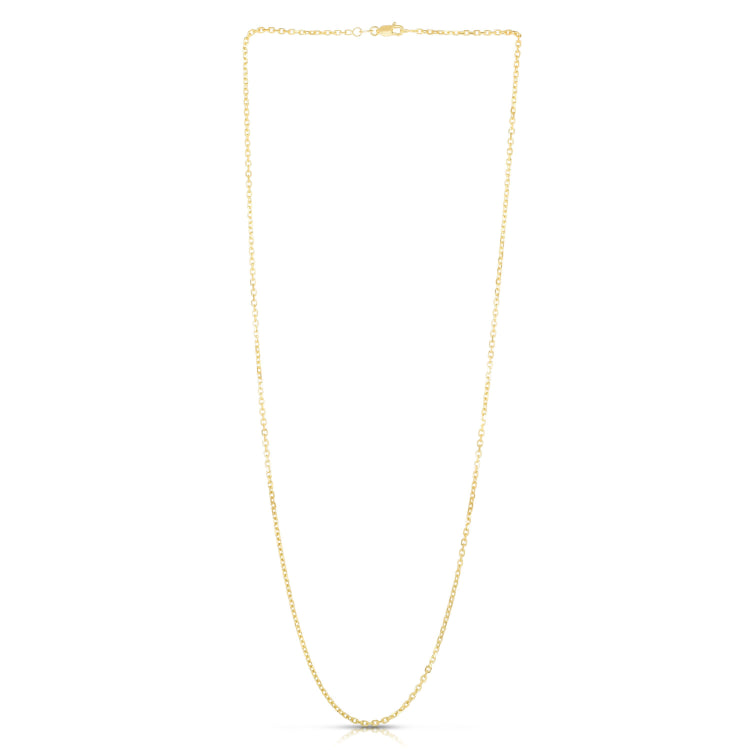 14K Yellow Gold 1.9mm Diamond Cut Cable 22 Chain with Lobster Lock