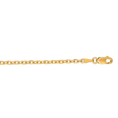 14K Yellow Gold 2.3mm Diamond Cut Cable 16 Chain with Lobster Lock