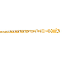 14K Yellow Gold 3.1mm Diamond Cut Cable 22 Chain with Lobster Lock