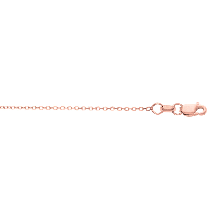 14K Rose Gold 0.87mm Diamond Cut Cable 18 Chain with Lobster Lock