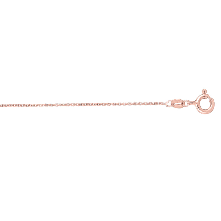 14K Rose Gold 1.1mm Diamond Cut Cable 16 Chain with Spring Ring