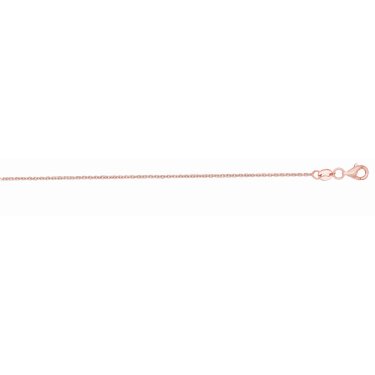 14K Rose Gold 1.1mm Diamond Cut Cable 16 Chain with Lobster Lock