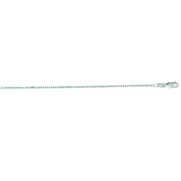 14K White Gold 1.5mm Diamond Cut Cable 22 Chain with Lobster Lock
