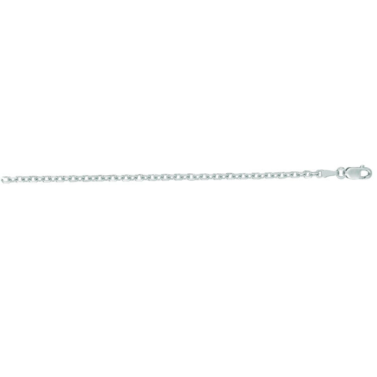14K White Gold 2.3mm Diamond Cut Cable 22 Chain with Lobster Lock