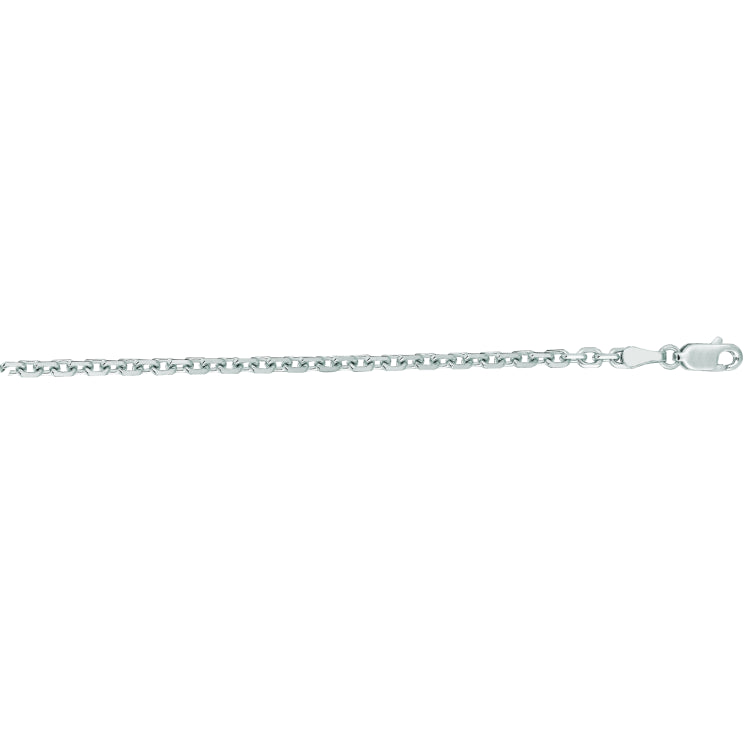 14K White Gold 3.1mm Diamond Cut Cable 18 Chain with Lobster Lock