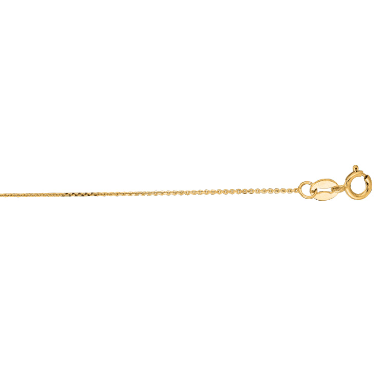 14K Yellow Gold 0.5mm Diamond Cut Flat Cable 16 Chain with Spring Ring