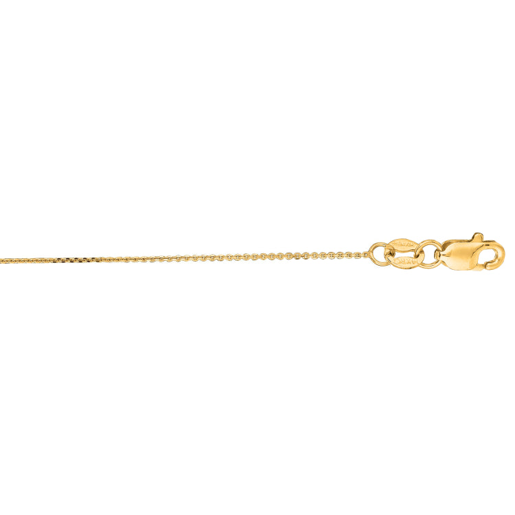 14K Yellow Gold 0.5mm Diamond Cut Flat Cable 18 Chain with Lobster Lock
