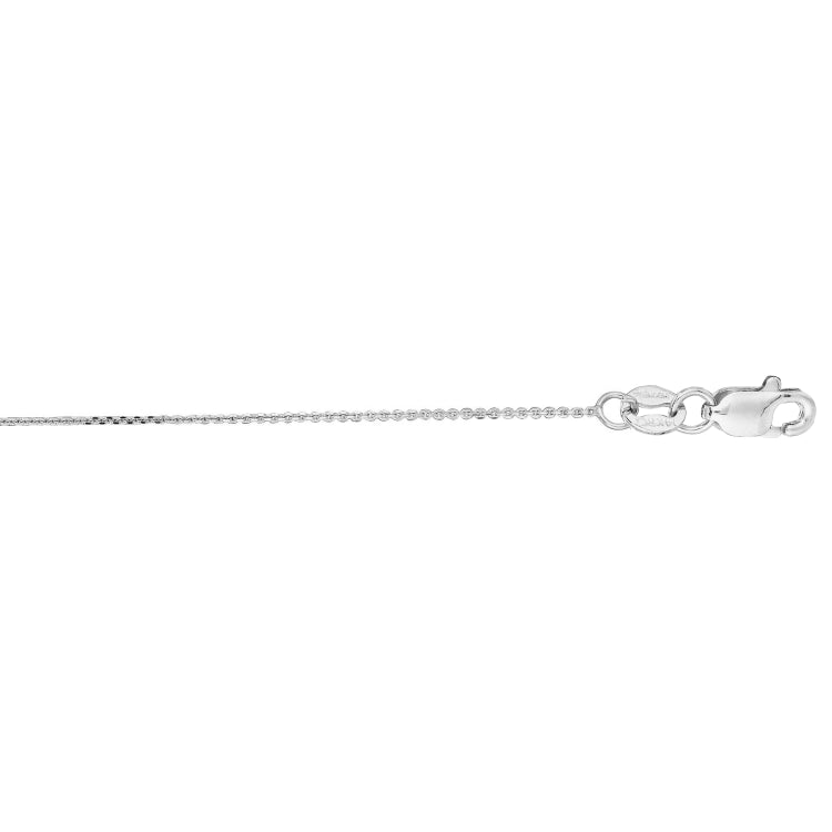 14K White Gold 0.5mm Diamond Cut Flat Cable 18 Chain with Lobster Lock