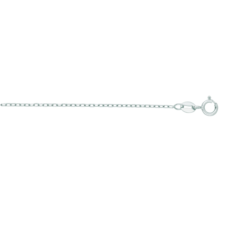 14K White Gold 1.2mm Open Cable 16 Chain with Spring Ring Clasp