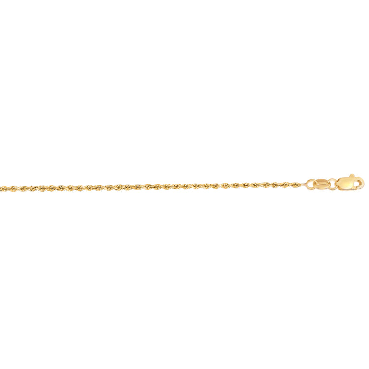 14K Yellow Gold 20 1.4mm Diamond Cut Royal Rope Chain with Lobster Lock