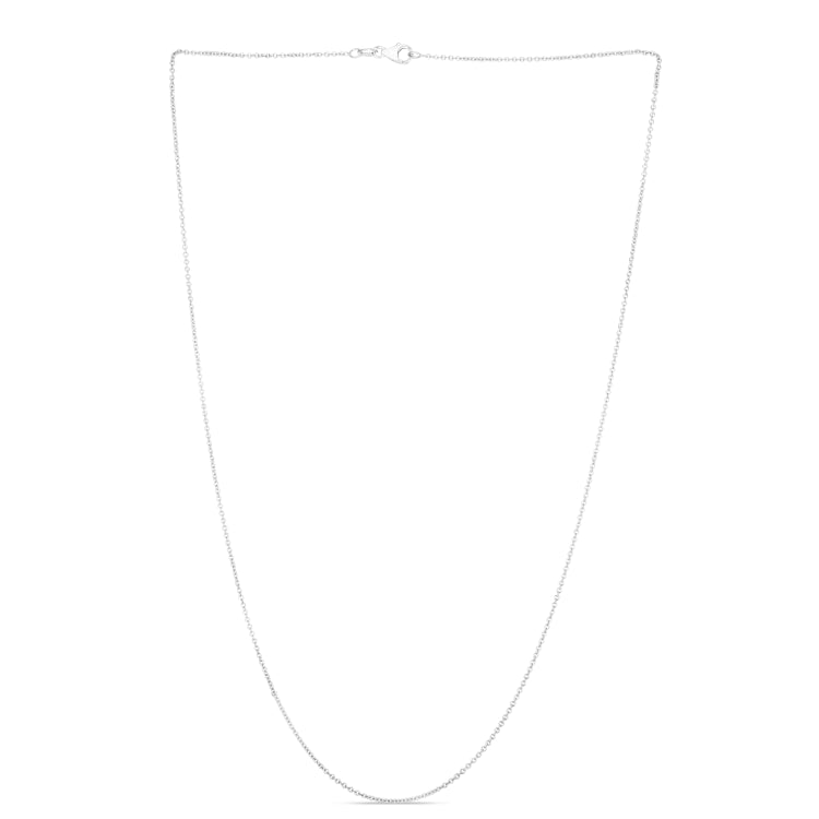 14K White Gold 1.2mm Oval Cable 16 Chain with Lobster Lock