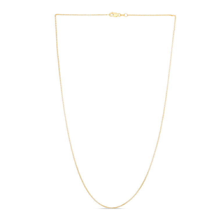 14K Yellow Gold 1.1mm Diamond Cut Rolo 20 Chain with Lobster Lock