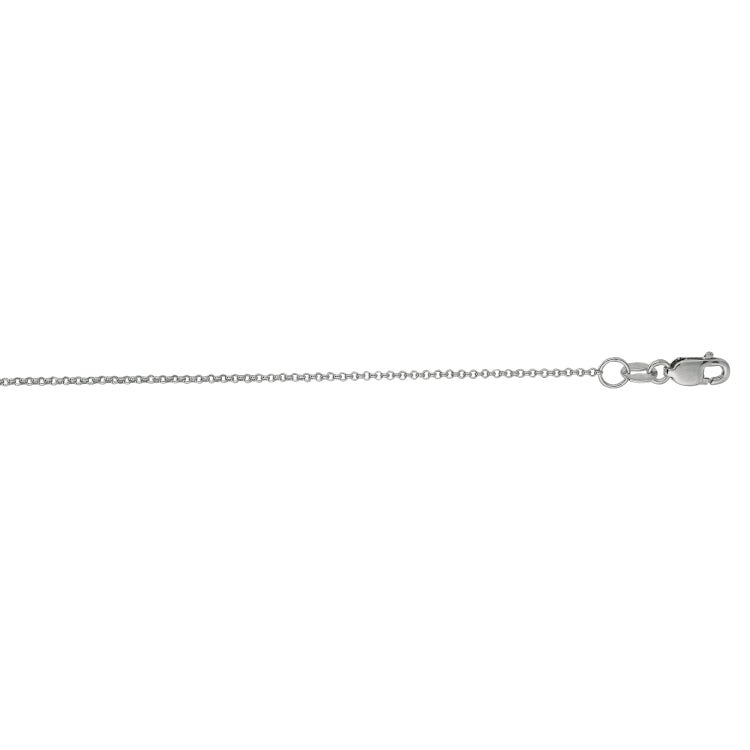 14K White Gold 1.1mm Diamond Cut Rolo 18 Chain with Lobster Lock