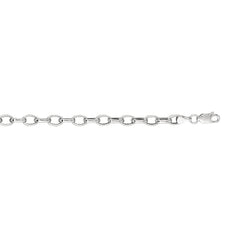 14K White Gold 4.6mm Lite Oval Rolo 18 Chain with Lobster Lock