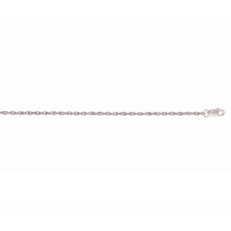 14K White Gold .85mm Machine Rope 18 Chain (Carded) with Lobster Lock