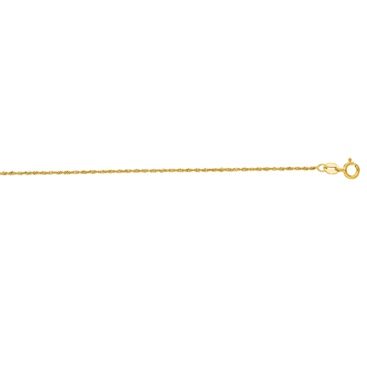 14K Yellow Gold 1.1mm Singapore 24 Chain with Spring Ring Clasp