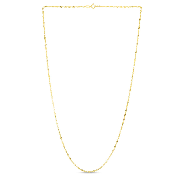 14K Yellow Gold 1.3mm Singapore 10 Chain Anklet with Spring Ring Clasp