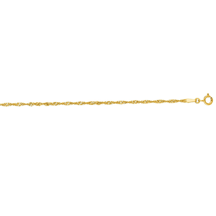 14K Yellow Gold 1.8mm Singapore 18 Chain with Spring Ring Clasp