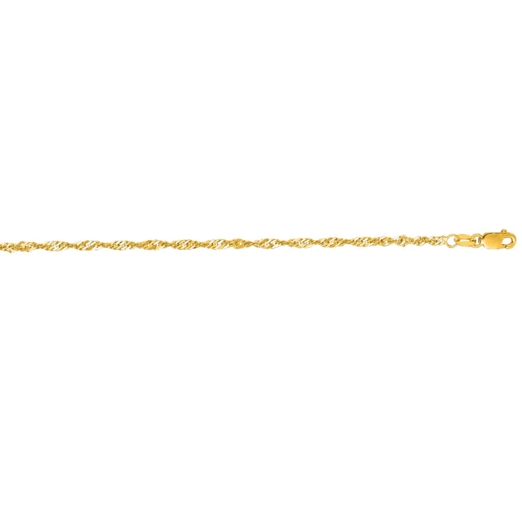 14K Yellow Gold 2.1mm Singapore 24 Chain with Lobster Lock
