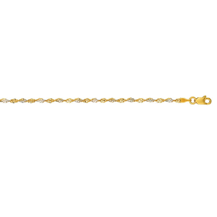 14K Gold 2.5mm Singapore 20 Chain with Lobster Lock