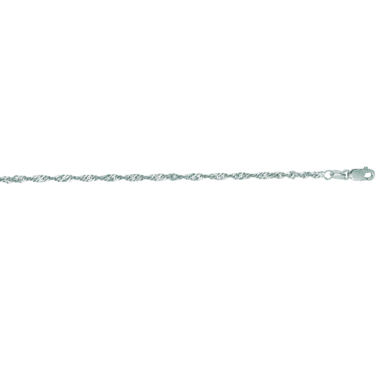 14K White Gold 2.1mm Singapore 16 Chain with Lobster Lock