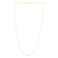 14K Yellow Gold 1.1mm Diamond Cut Bar and Bead 16 Chain with Lobster Lock