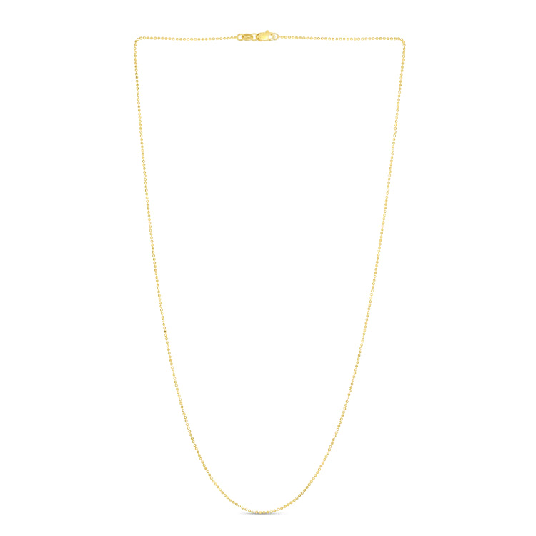14K Yellow Gold 0.9mm Diamond Cut Bead 20 Chain with Lobster Lock