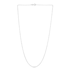 14K White Gold 0.9mm Diamond Cut Bead 20 Chain with Spring Ring Clasp