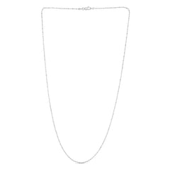 14K White Gold 0.9mm Diamond Cut Bar and Bead 18 Chain with Lobster Lock
