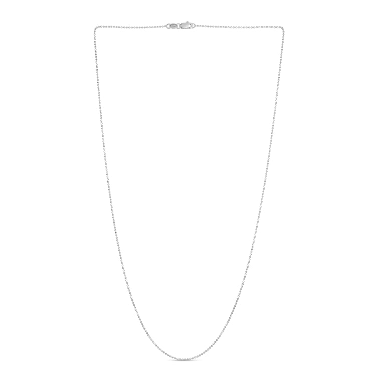 14K White Gold 0.9mm Diamond Cut Bead 20 Chain with Lobster Lock